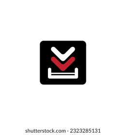 Simple vector download icon black and red