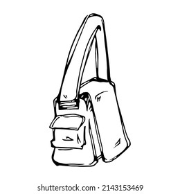 A simple vector drawing of a backpack for school. Drawn element for polygraphy. School belonging.