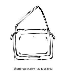 A simple vector drawing of a backpack for school. Drawn element for polygraphy. School belonging.