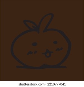 simple vector drawing of cute cartoon apple shaped, by hand-drawing sketch.