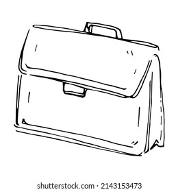 A simple vector drawing of a men's office bag. Drawn element for polygraphy. Office supply.