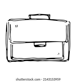 A simple vector drawing of a men's office bag. Drawn element for polygraphy. Office supply.