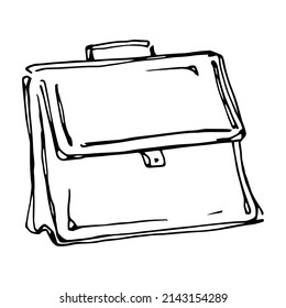 Un simple dibujo vectorial de una bolsa de oficina para hombres. Elemento dibujado para la tipografía. Suministro de oficina.