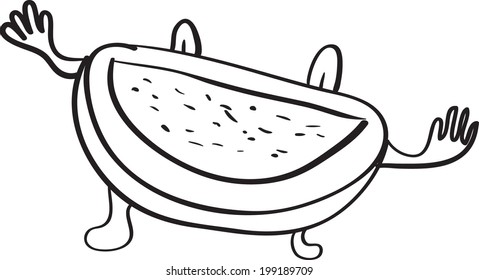 Simple vector drawing in the style of melon cartoon sketches