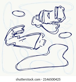 A simple vector drawing of tubes and blots. Elements for polygraphy and design. Art supplies.