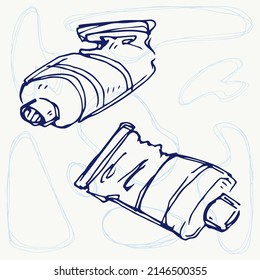 A simple vector drawing of tubes. Elements for polygraphy and design. Art supplies.