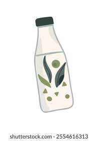 Simple vector drawing of a water bottle with liquid inside