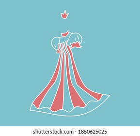 einfaches Vektorkleid und Krongrafik mit Schlaganfall