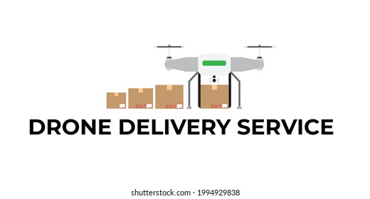 A simple vector of drone delivery service. Unmanned vehicles, cargo and parcel need to deliver to consumer.