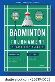 Simple vector editable badminton poster great for any graphic background	