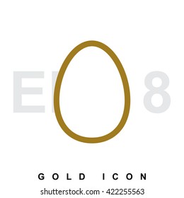 Simple vector egg gold icon, logo, template, pictogram, emblem isolated. Easter symbol. 
