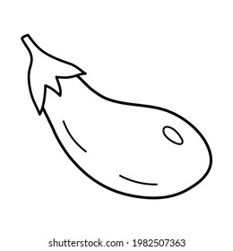 Simple vector eggplant in black color. Doodle style. Perfect for a farm or grocery store logo