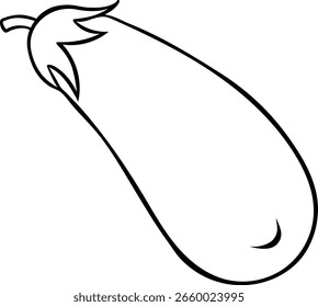 simple vector eggplant icon, black and white hand-drawn icon, doodle and sketch style