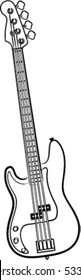 A Simple Vector Electric Bass Guitar Line Art Illustration