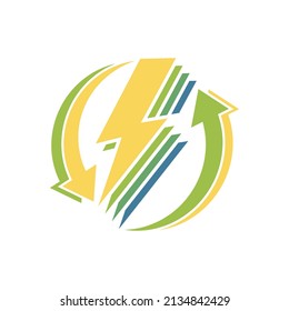 simple vector of electricity and recycling logo 