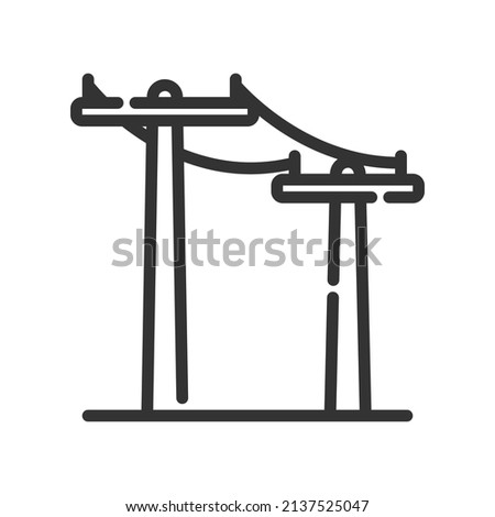 Simple vector electricity transmission line outline icon, electricity and power concept small shadow on the white background