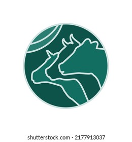 Simple vector emblem of three different Cows \ Cow, Bull, Lamb\. Template of logotype for your company or shop. Flat style icon.