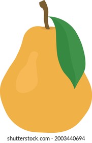 simple vector eps illustration of a pear with a leaf on a white background