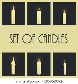 simple vector eps isolated illustration set of halloween candles