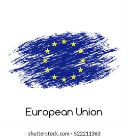Simple vector European Union flag (EU), grunge flag, vector illustration isolated on white background