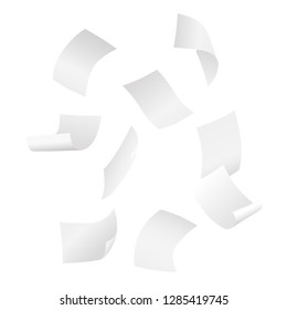 Simple vector of falling white blank papers on white background.