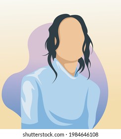 simple vector female illustration, with simple colors.