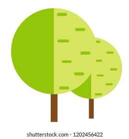 Simple vector of a few trees with green round leaves.