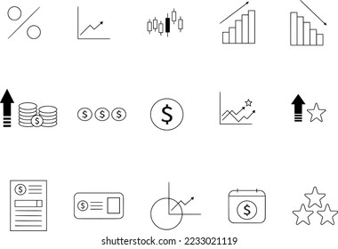 Simple Vector Finance and Accounting. Icono con gráfico, porcentaje, logro, finanzas, contabilidad, candelero