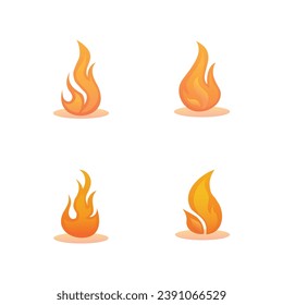Simple vector fire flame icons in abstract style on white background. Fire vector collection in flat style. Vector Illustration
