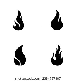 Simple vector fire flame icons in abstract style on white background. Fire vector collection in flat style. Vector Illustration.