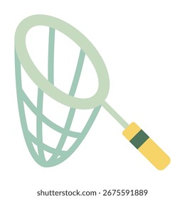 Simple vector of a fishing net with geometric lines and mesh pattern.