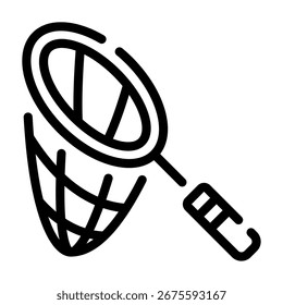 Simple vector of a fishing net with geometric lines and mesh pattern.