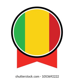 Simple vector  flag - Mali, Malian Flag Badge - Flag of Mali Button Isolated on White.