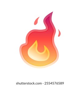 Simple vector flame icons in flat style. Cartoon campfire.