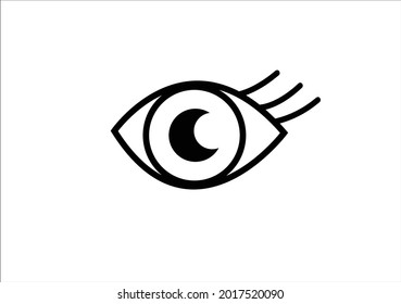 Simple vector flat eye icon with long curly eyelashes