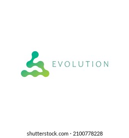 Simple vector flat icon or logo in metabll style with evolution text.
