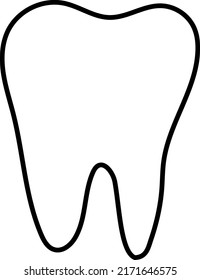 simple vector flat illustration of a black contour of a milk molar isolated on a white background