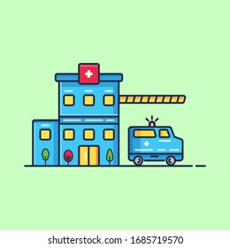 Camión de iluminación plana vectorial simple y  de ambulancia