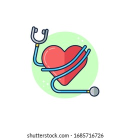 Simple Vector Flat Illustration World Health Day with Stethoscope and Heart