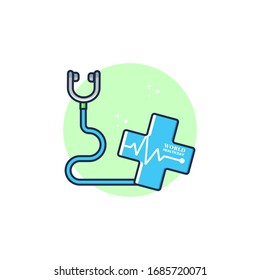 Simple Vector Flat Illustration World Health Day with Stethoscope and Heart