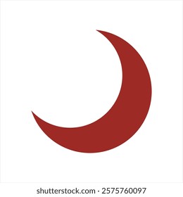 simple vector of flat red crescent moon. for background design, icons and assets