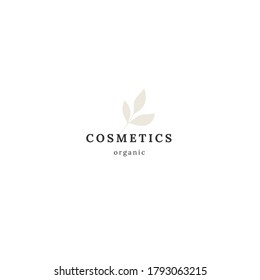 Simple vector floral logo template with hand drawn leaves. For branding and business identity.