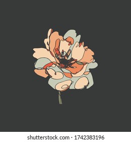 diseño simple de flor vectorial. flor de mosaico colorido. planta abstracta.