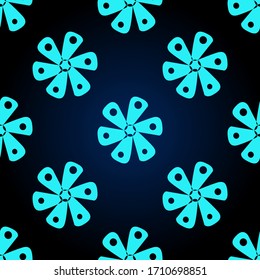 Simple vector flower isolated on dark blue background is in Seamless pattern for textiles