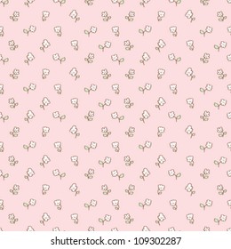 Simple vector flower pattern, background for kids. Tiny things collection