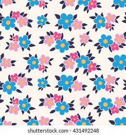 Simple vector flower pattern on light background. Childish style.
Vector illustration.