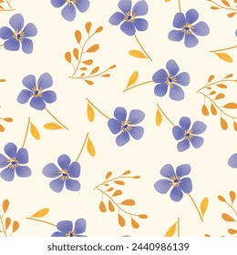 Simple vector flower seamless background. Minimalistic abstract floral pattern. Modern print in beige color. Ideal for textile design, screensavers, covers, birthday cards, invitations and posters.