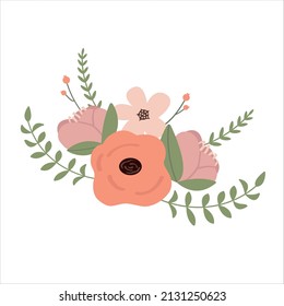 Ilustración simple de flores vectoriales para tarjetas de boda