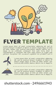 Simple vector flyer design related to environmental pollution, nature protection and ecology. Template for print, banner, advertising, announcement, magazine.