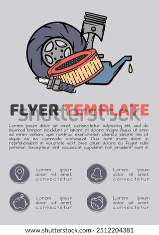 Simple vector flyer template for car service, auto repair shop. Layout design for advertising, banner, poster, brochure.